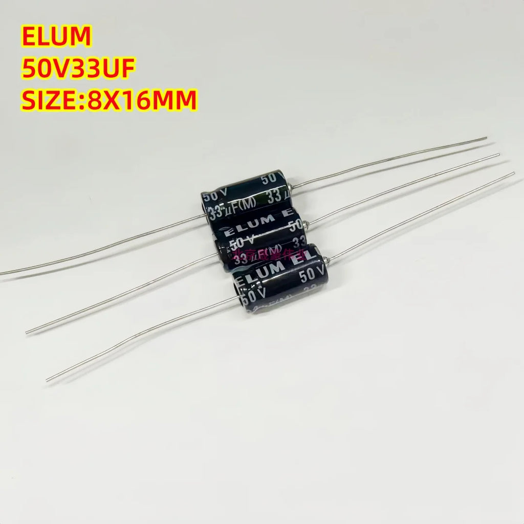 10pcs  50V1UF 2.2UF 3.3UF 4.7UF 10UF 22UF 47UF 100UF 220UF 330UF 470UF 1000UF Axial Audio Electrolytic Capacitor