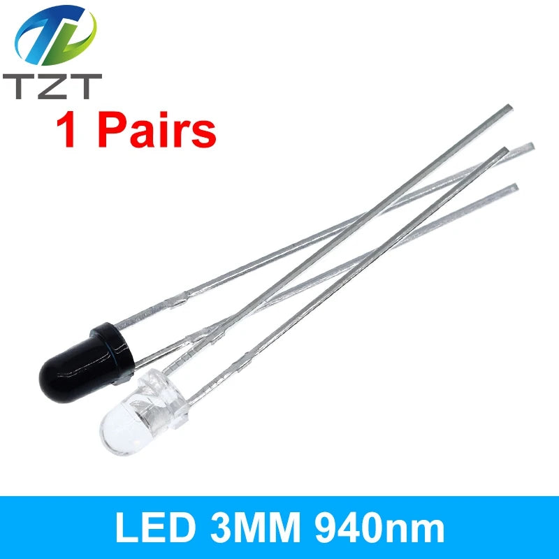 F3 3MM 940nm LEDs infrared emitter and IR receiver diodes each 5pcs Infrared to tube For arduino