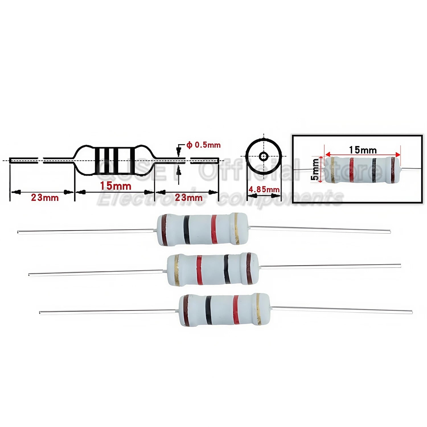 200pcs 2W Carbon Film Resistors 5% 4 Color Ring Resistors 10 47 100 470 Ohm 1K 4.7K 10K 47K 51k 100k 200k 470k 510k 910k 1M Ohm