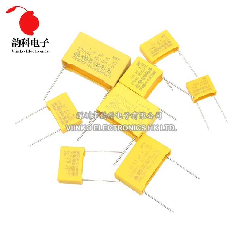 10pcs 275VAC X2 Safety capacitor 275V 10mm 15mm 22.5mm 27.5mm 0.022UF 0.047UF 0.1UF 0.22UF 0.47UF 0.68UF 1UF Polypropylene film