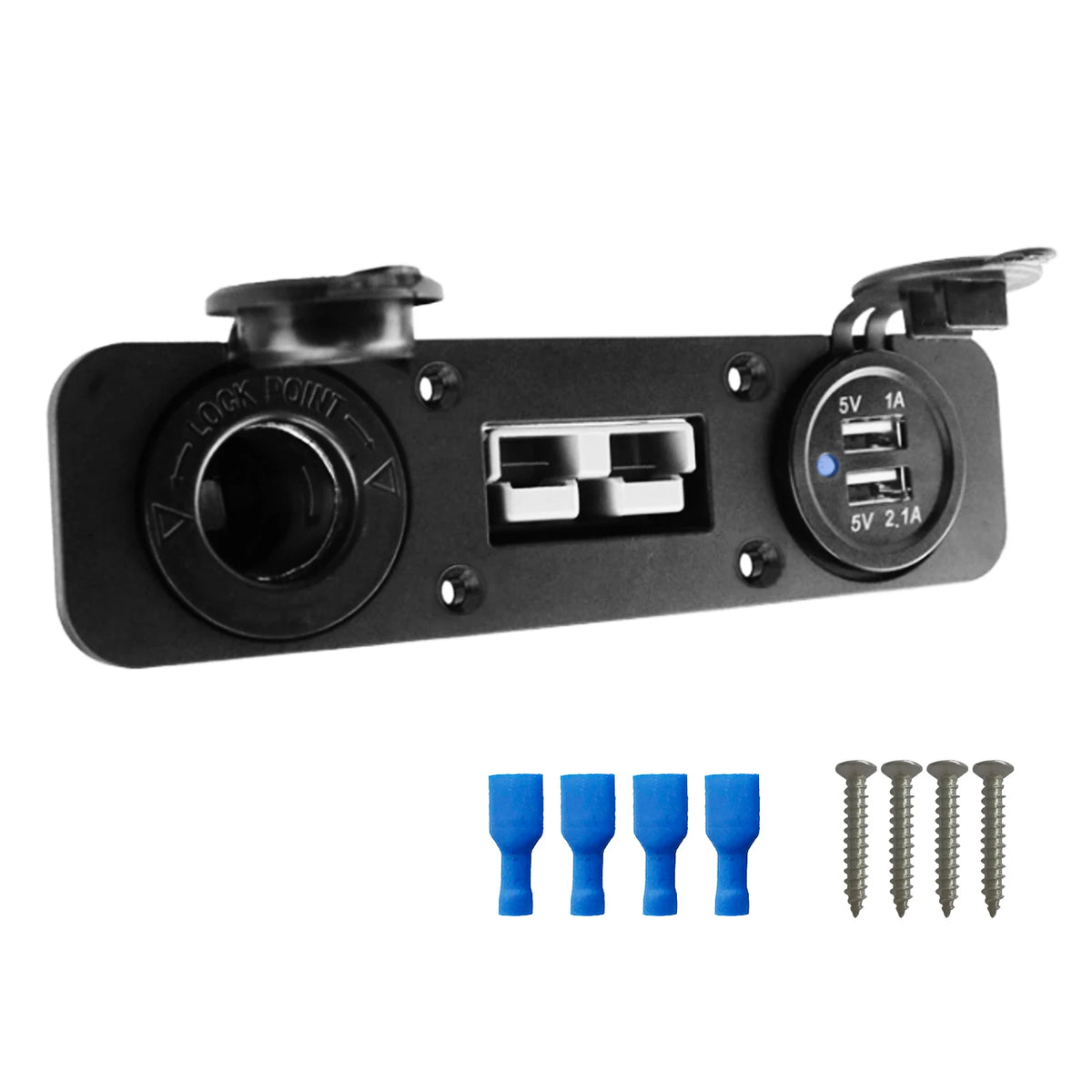 Single/Dual Socket 50A Flush Mount Bracket Panel Cover for Anderson Plug Charging Power&USB Car Caravan Solar Battery Connector