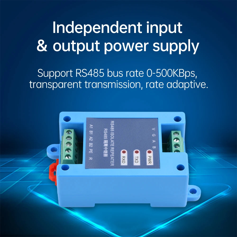 DC 12-36V RS485 Isolation Repeater Hub 2-port Communication Isolation Module Signal Amplifier Supports Din35mm Guide Rails