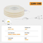 High Bright 220V 230V COB LED Milky Neon Strip Lights 288LEDs/M 3000K 4500K 6000K Waterproof Super Flexible Ribbon Tape 1-100M