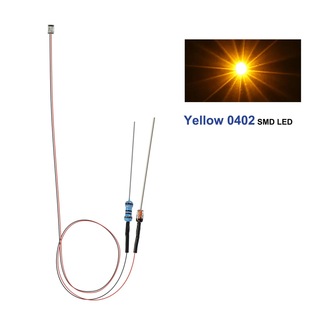 Evemodel 10pcs Pre-wired 0402 0603 0805 SMD LED Lights 50cm Wire with Resistor for 12V AC DC Bright Warm Red Blue Green Yellow