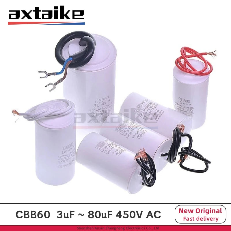CBB60 450V AC Washing Machine Motor Starting Capacitor 4UF 6UF 8UF 10UF 12UF 16UF 20UF 25UF 30UF 40UF 45UF 50UF 60UF 70UF 80UF