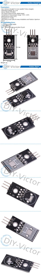 18B20 DS18B20 Digital Signal Output Temperature Measurement Module Board Detection Sensor for Arduino DC 5V Dupont Wire