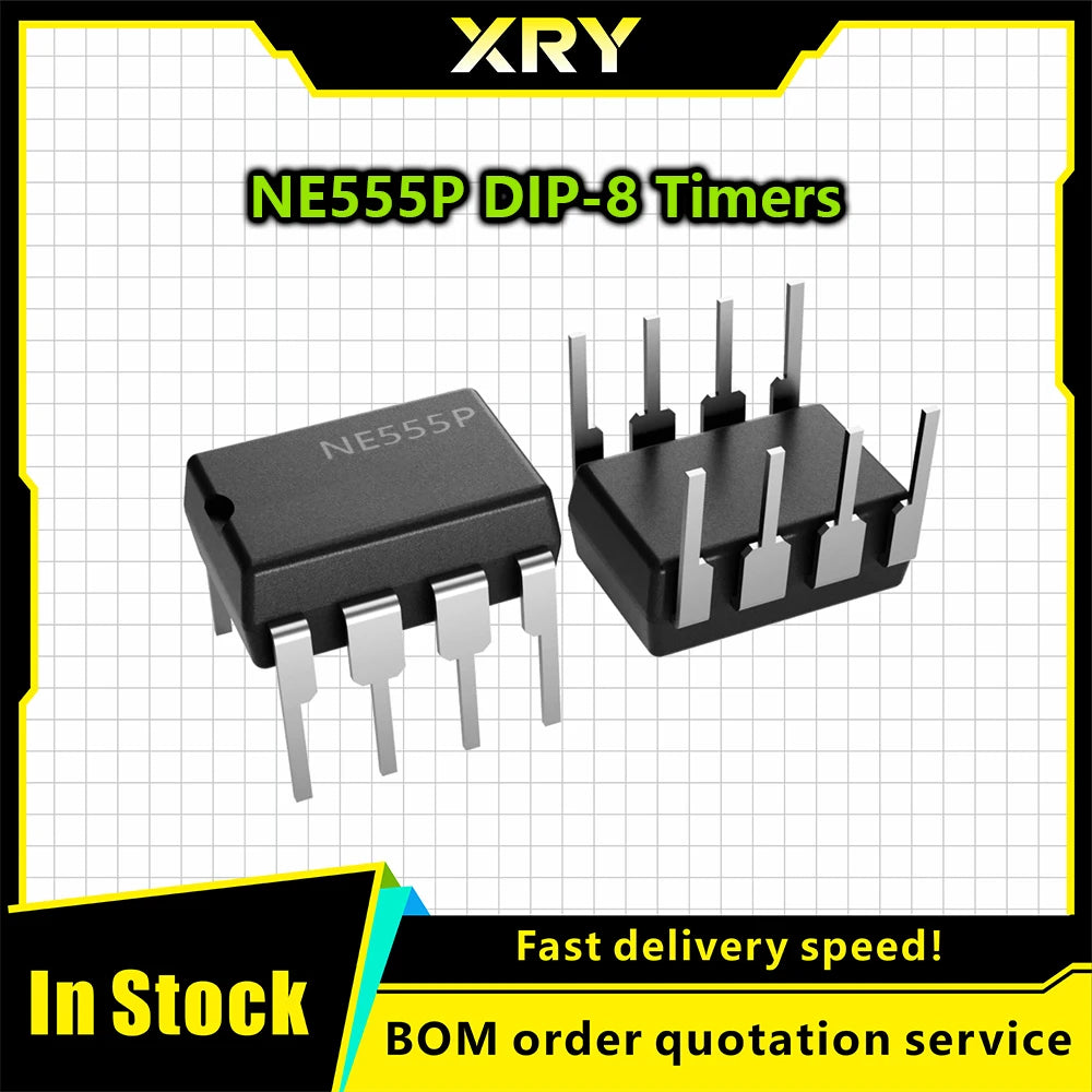 XRY 20-50PCS Integrated Circuits NE555 NE555P 555 DIP-8 Timers IC Chip Precision DIP-8