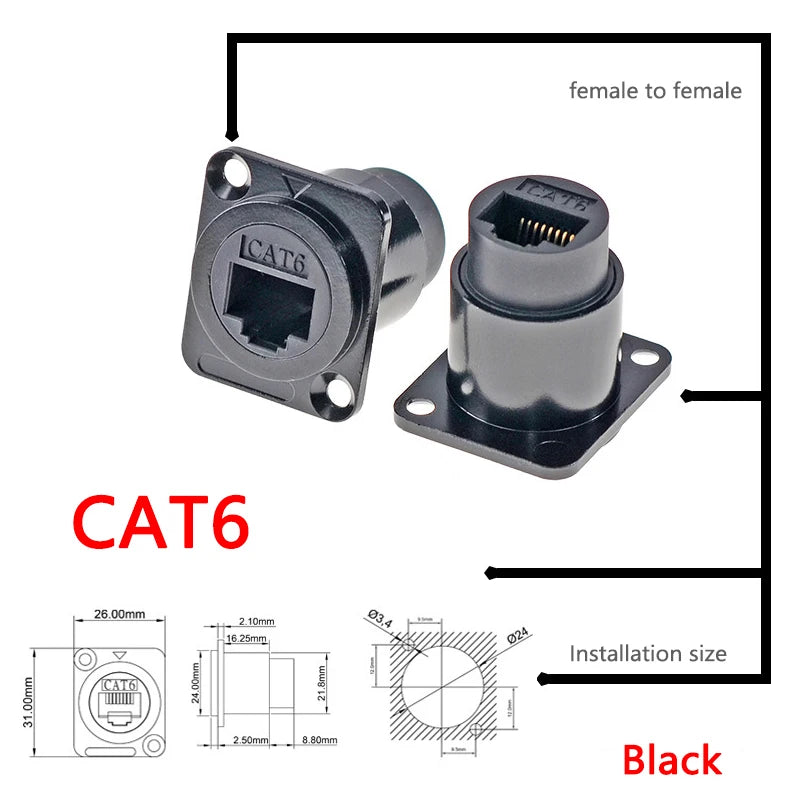 Metal D Type Module RJ45 CAT6&USB 2.0/3.0&Type C&HDMI-Jack Socket Through Network Panel Mounting Electronic Connector