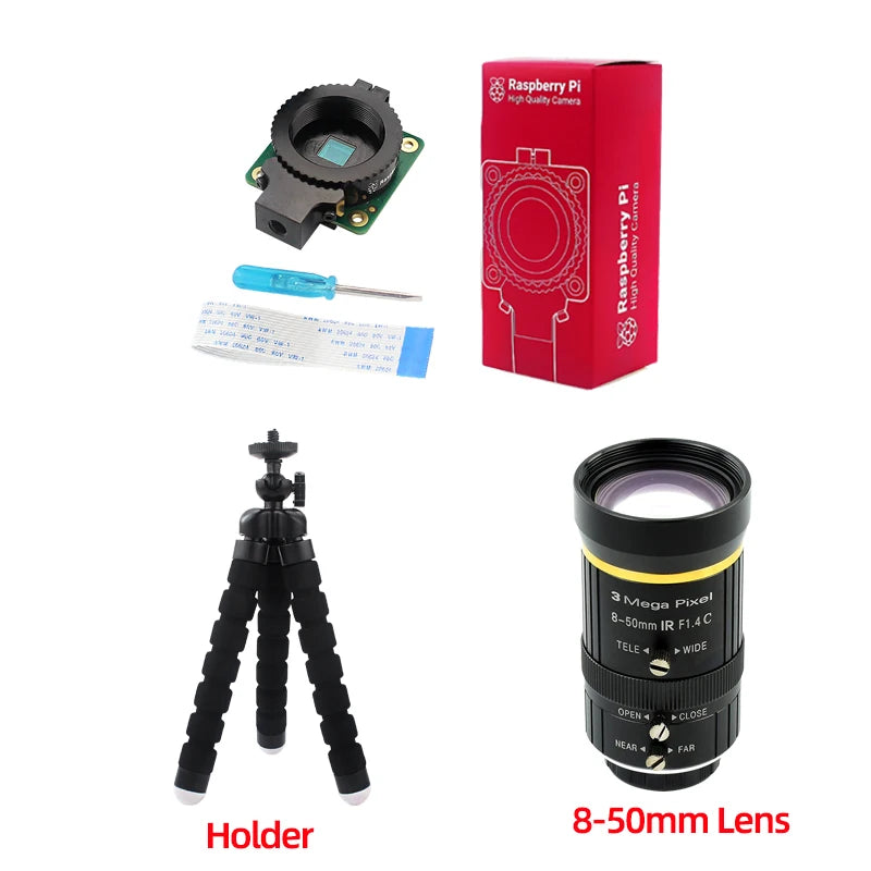 12.3 MP Raspberry Pi High Quality Camera with Sony IMX477 Sensor Optional 6mm CS 16mm C-mount 8-50mm Lens for Pi 4B 3B Zero 2 W