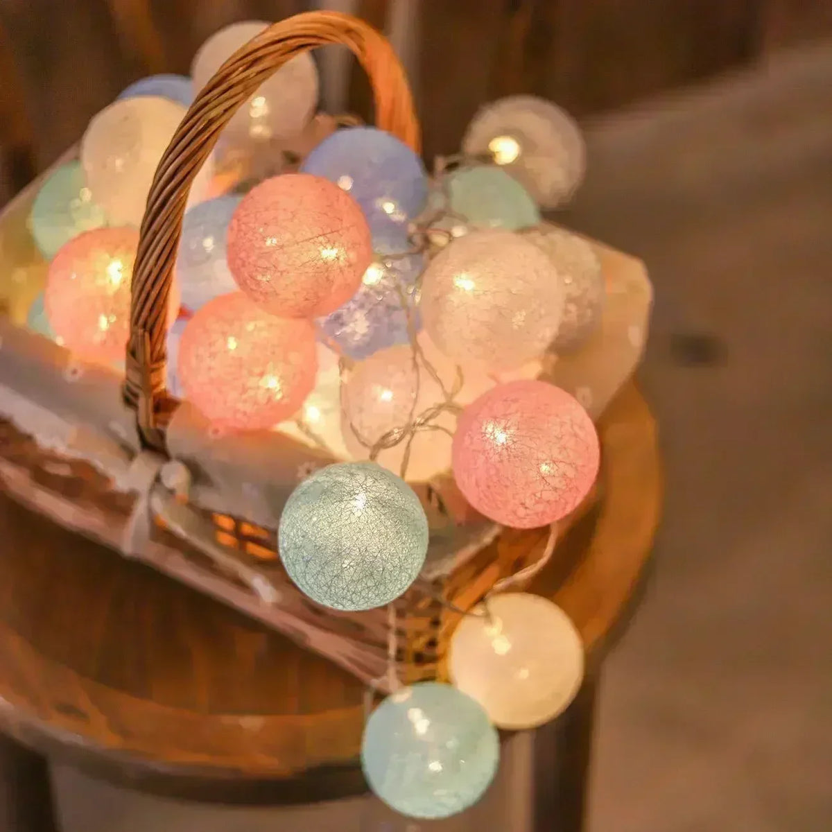 20LED Cotton Balls String Lights Waterproof Fairy Garland Lamp Outdoor Garden Patio Wedding Christmas Home Decoration Soft Warm