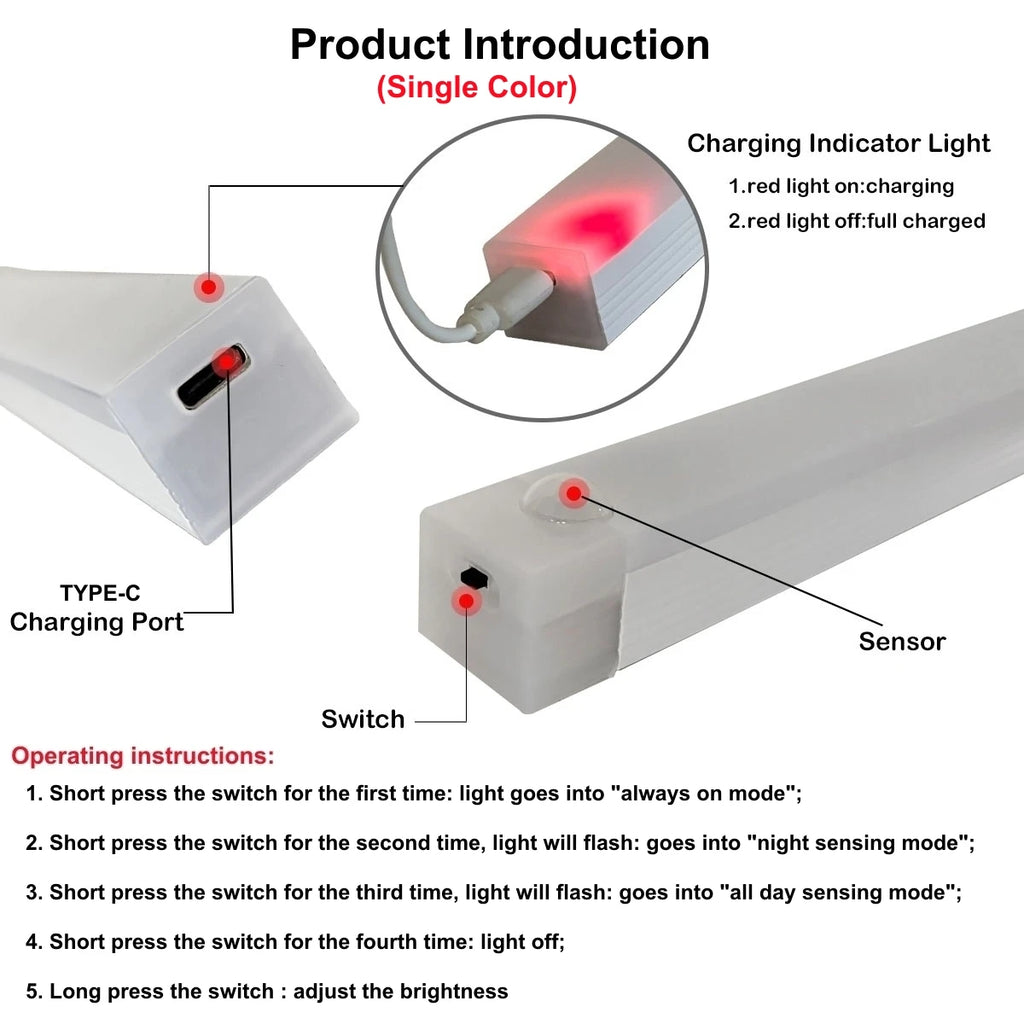 Wall Lamp Rechargeable Magnetic Lights Smart Motion Sensor LED Night Light For Bathroom Indoor Lamp Cabinet Floodlight
