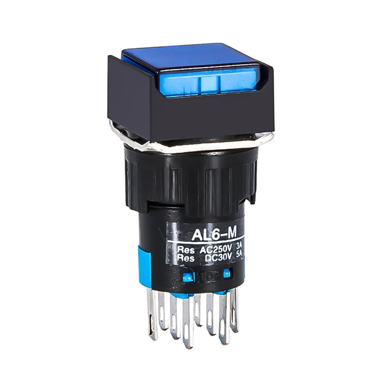 5PCS 5V 12V 24V 220V Momentary LED Illuminuted Maintained Self-locking On Off Push Button Switches 16MM Square Lamp Indicator