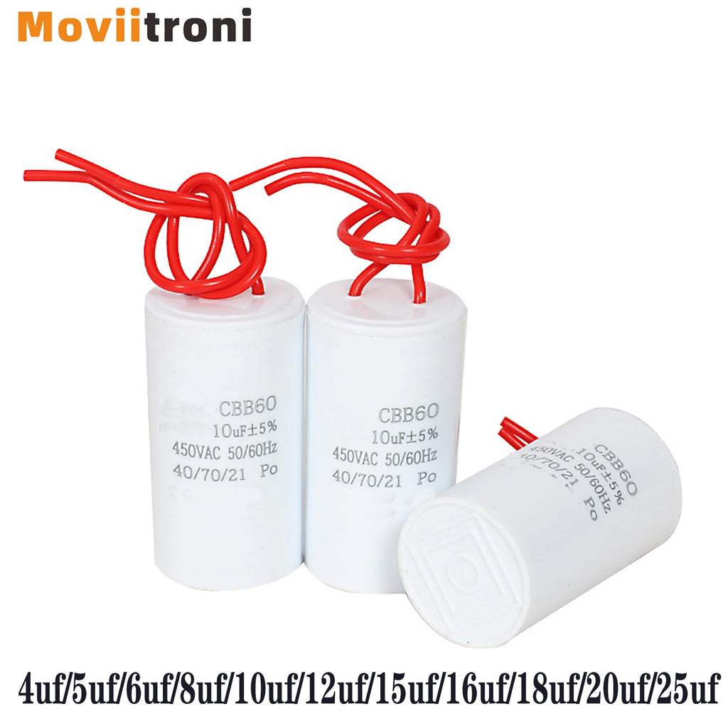 4-25uf Motor Run Capacitor, AC CBB60 Start Capacitors 450V 50/60Hz for Air Conditioner