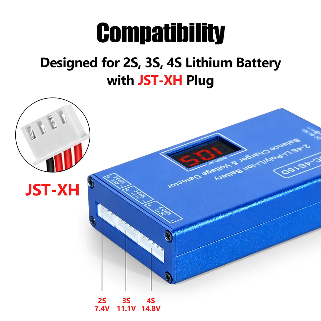 BC-4S15D Lipo Battery Balance Charger with Voltage Display Screen Lithium Lipo RC Balance Charger for 2-4S RC Batteries