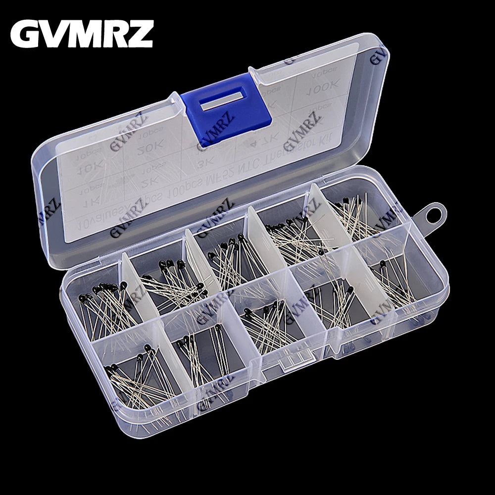 100PCS 10Values*10PCS NTC Thermistor Thermal Resistor kit MF52 NTC-MF52AT 1K 2K 3K 4.7K 5K 10K 20K 47K 50K 100K 5% 3950B