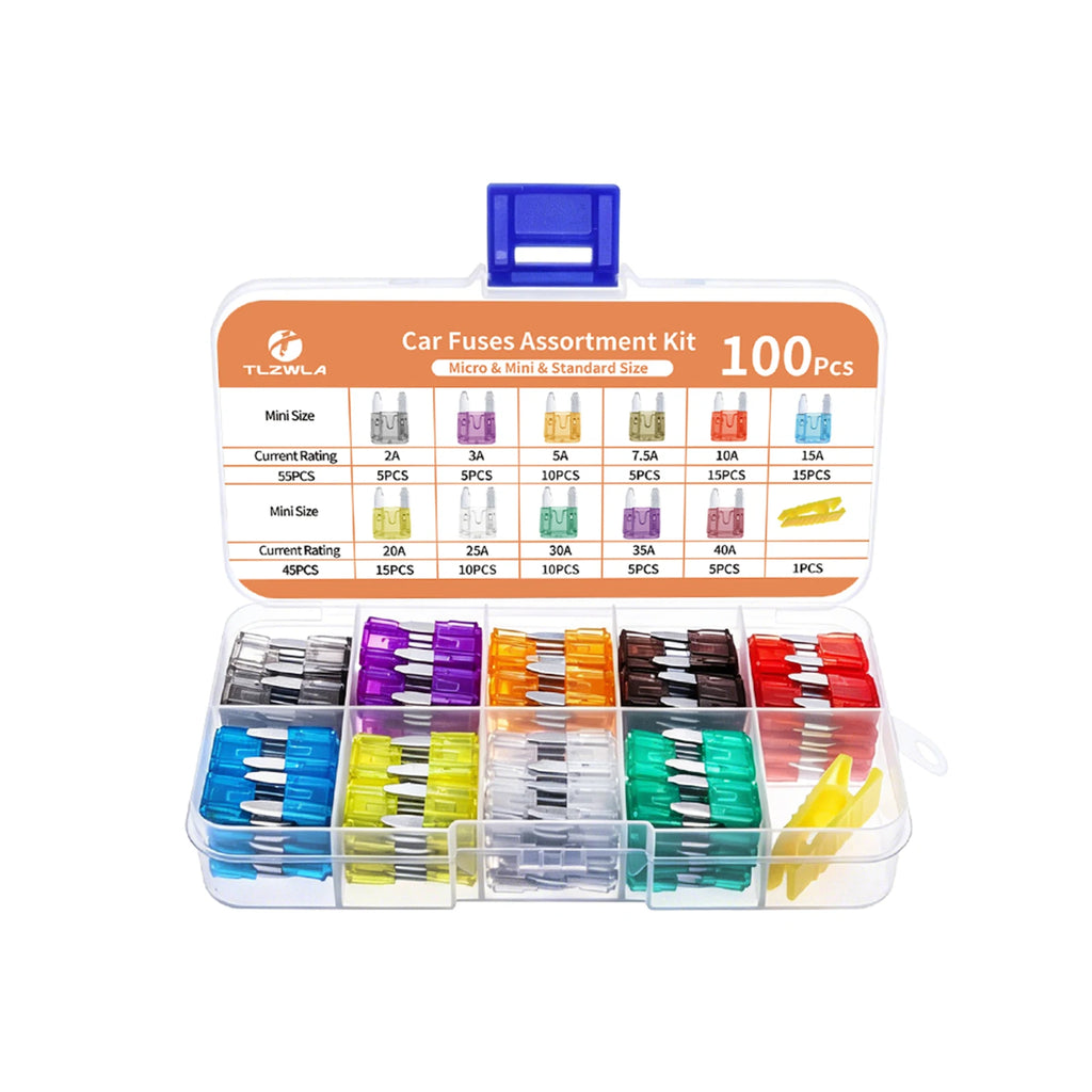 300/180/100pcs 32V Car Blade Fuse Assortment Kit Auto Truck Automotive Standar Mini Fuse Mixed Motorcycle Circuit Fuse With Box