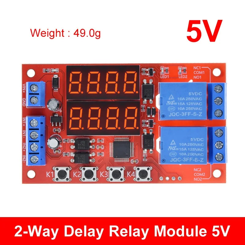 DC 5V 12V 24V 10A Adjustable Time Delay Relay Module 32 Modes LED Digital Timming Trigger Timer Control Switch Pulse Cycle