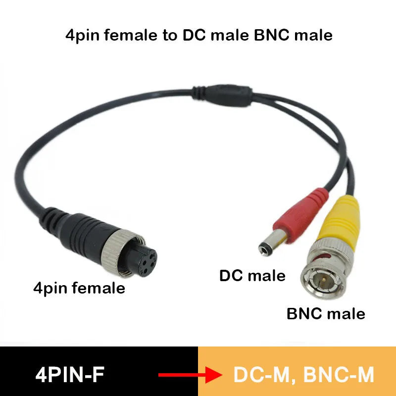 4Pin M12 GX12 Aviation Head Male/Female to RCA DC Male Female Connector Cable Plug Cord Converter for Car Rear Camera Monitor T1
