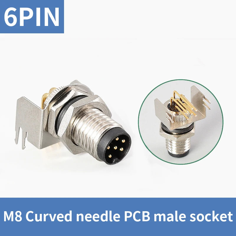 5/10 PCS M8 Male/Female Curved Straight Jack Socket 3 4 5 6 8 Pin Solder IP67/68 Waterproof PCB Panel Connector