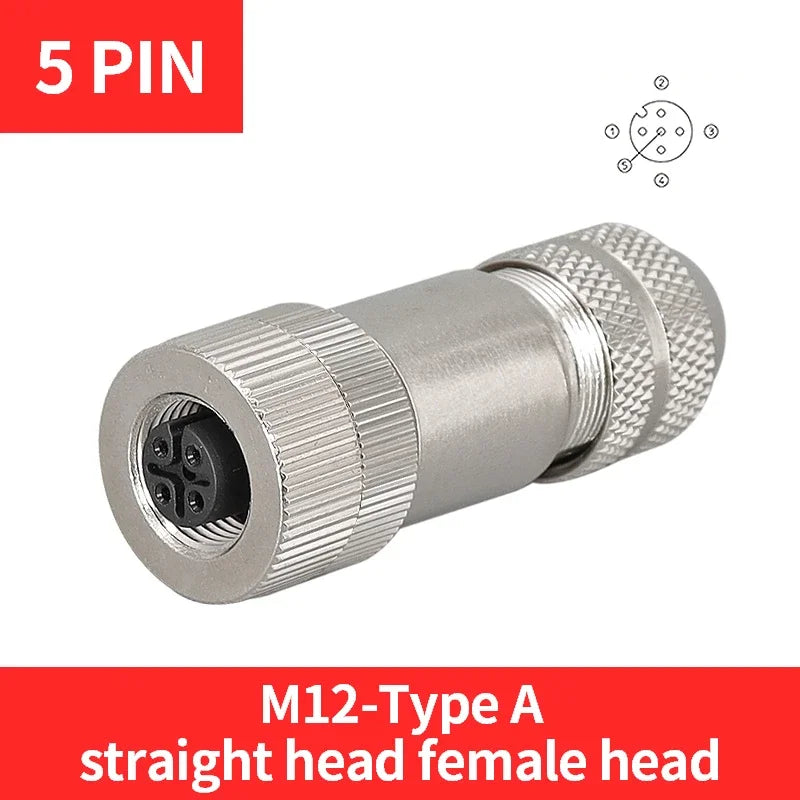 5/10/20 Pcs M12 4/5/6/8/12/17 Pin Shielded Sensor Connector Male Female Metal Assembly Aviation Plug
