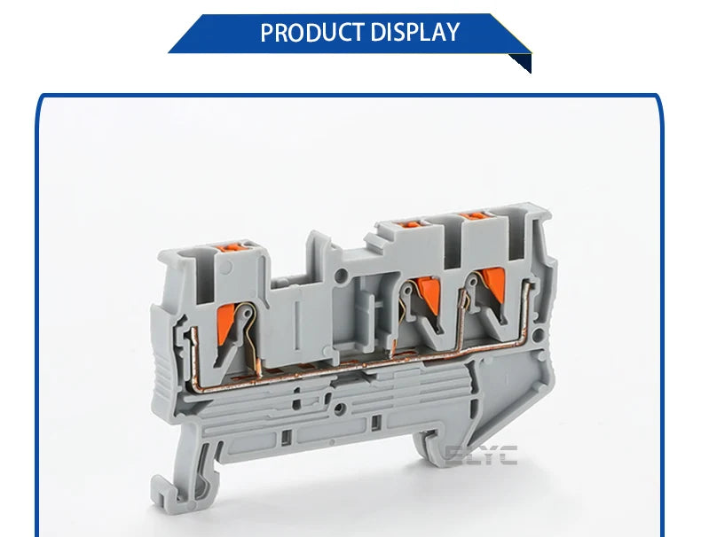 100Pcs PT2.5-TWIN Push-In Twin 3-Conductor Feed-Through Strip Wire Electrical Connector Din Rail Terminal Block PT 2.5 TW