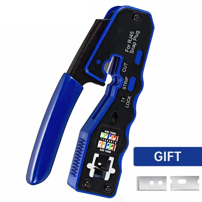 Natalink RJ45 Crimping Tool Pass Through Crimper Wire Stripper Cutter for Cat6A Cat6 Cat5 8P8C rj45 cable stripper tool Connecto