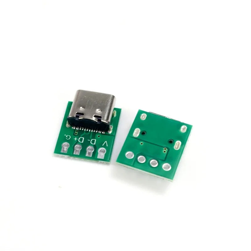Type-C Female Port Adapter Breakout Board 16Pin Test Module Solder Pads for Data Cable Repair DIY Phone Charger Testing