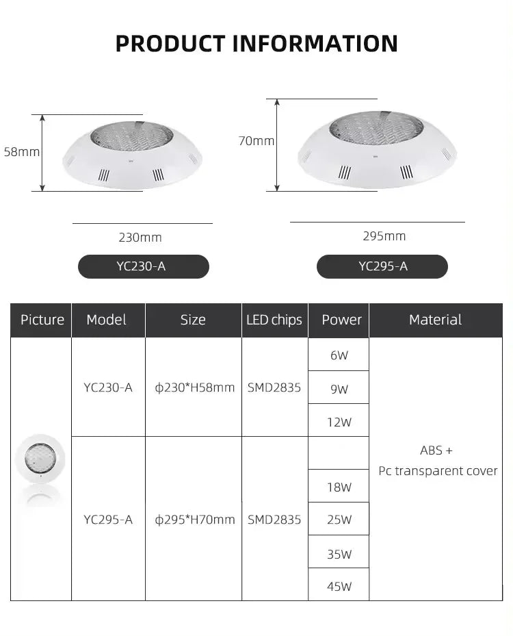 LED Swimming Pool Lights RGB AC12V 12W 18W 25W 35W 45W IP68 Waterproof Lamp with Remote Controller for pool party