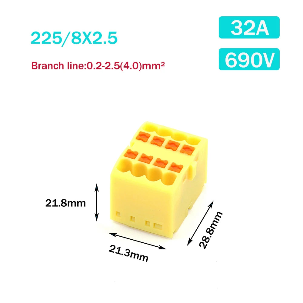 Wire Electrical Connectors PTFIX 2.5mm Wire Merging And Branching Device Push-in Terminal Block Connector Mount On Din Rail