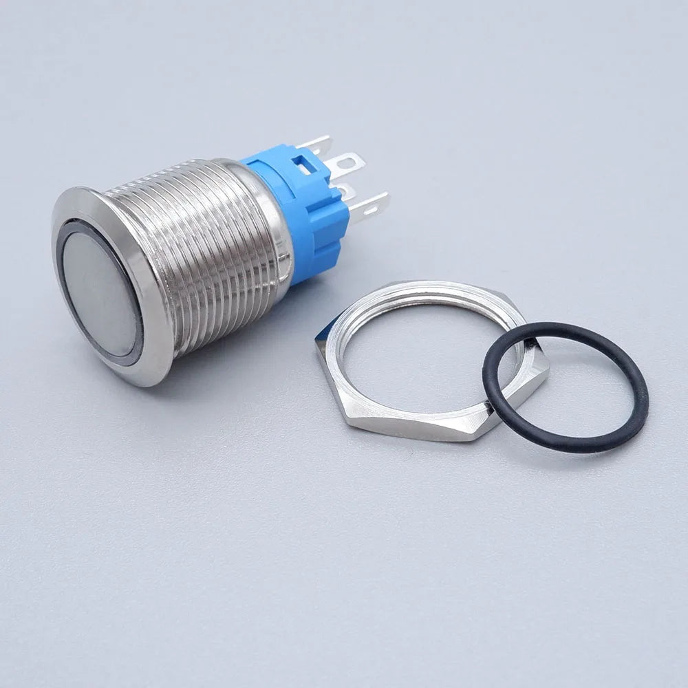 40pcs 16mm 19mm Metal Button Switch PC Power LED Light Waterproof Car Start On Off Momentary Latching 3V 5V 6V 12V 24V 220V Red