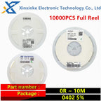 10000PCS Full Reel 0402 5% SMD Chip Resistor 0R ~ 10M Resistors 0 1 10 100 150 220 330 470 ohm 1R 10R 100R 1K 2.2K 10K 100K 1M