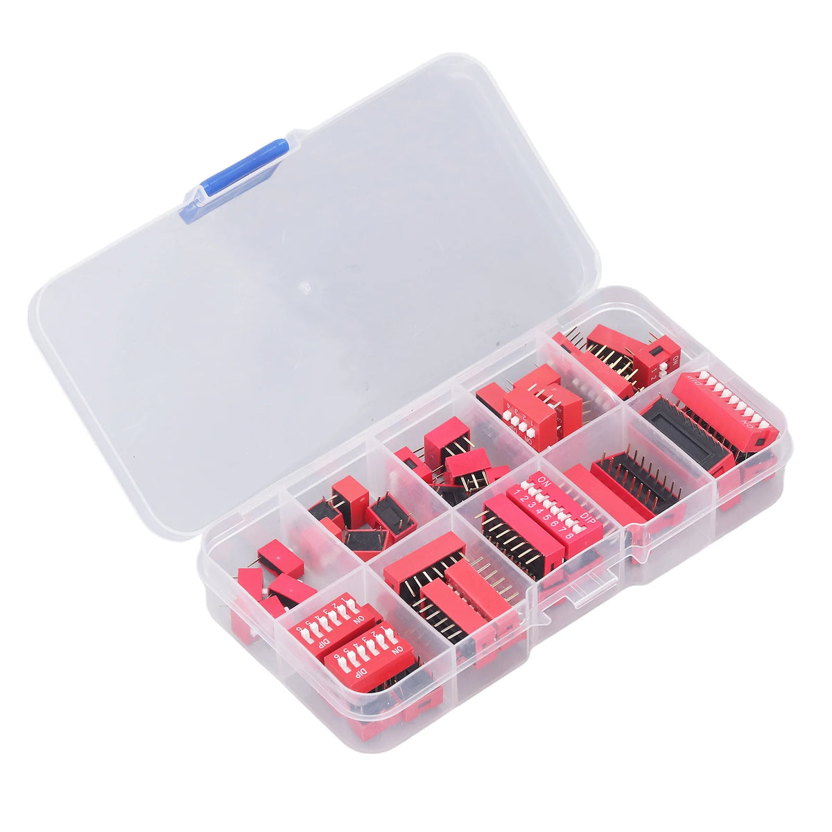 45Pcs Dip Switch Assorted Kit On Off Toggle 2.54mm Range 1 2 3 4 5 6 7 8 9P for Circuit Breadboards Toggle Switch
