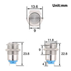 1pc 12mm metal push button waterproof nickel plated brass button switch Latching/self-locking/fix high/flat head on-off NO LED