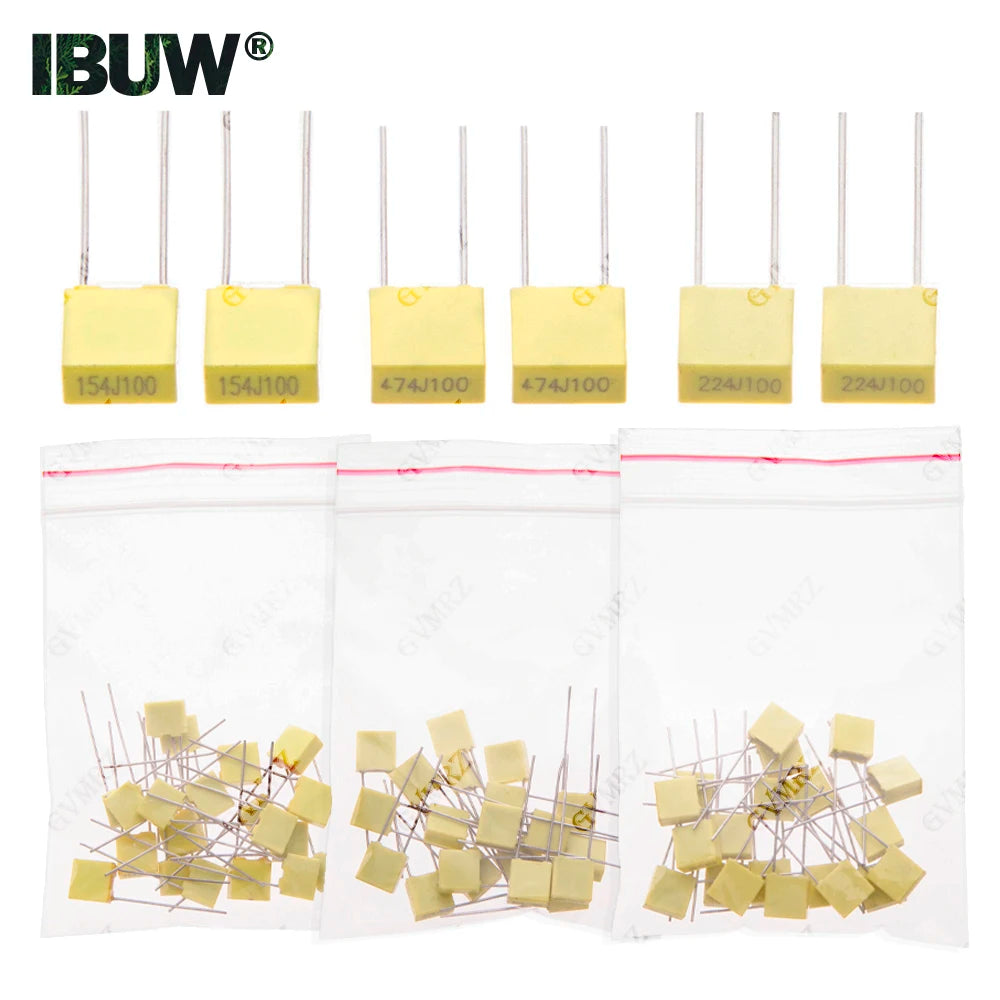 100pcs/1000pcs/20pcs 102J152J 222J 332J 472J 682J 103J Metal film capacitor 1NF 1.5NF 5NF 22NF 47NF 100NF 220NF capacitor