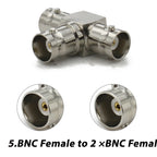 BNC Male To BNC 2x Double Female Adapter Triple Tee 3 Way Q9 BNC RF Coaxial Connector T Type Cable  RF connector