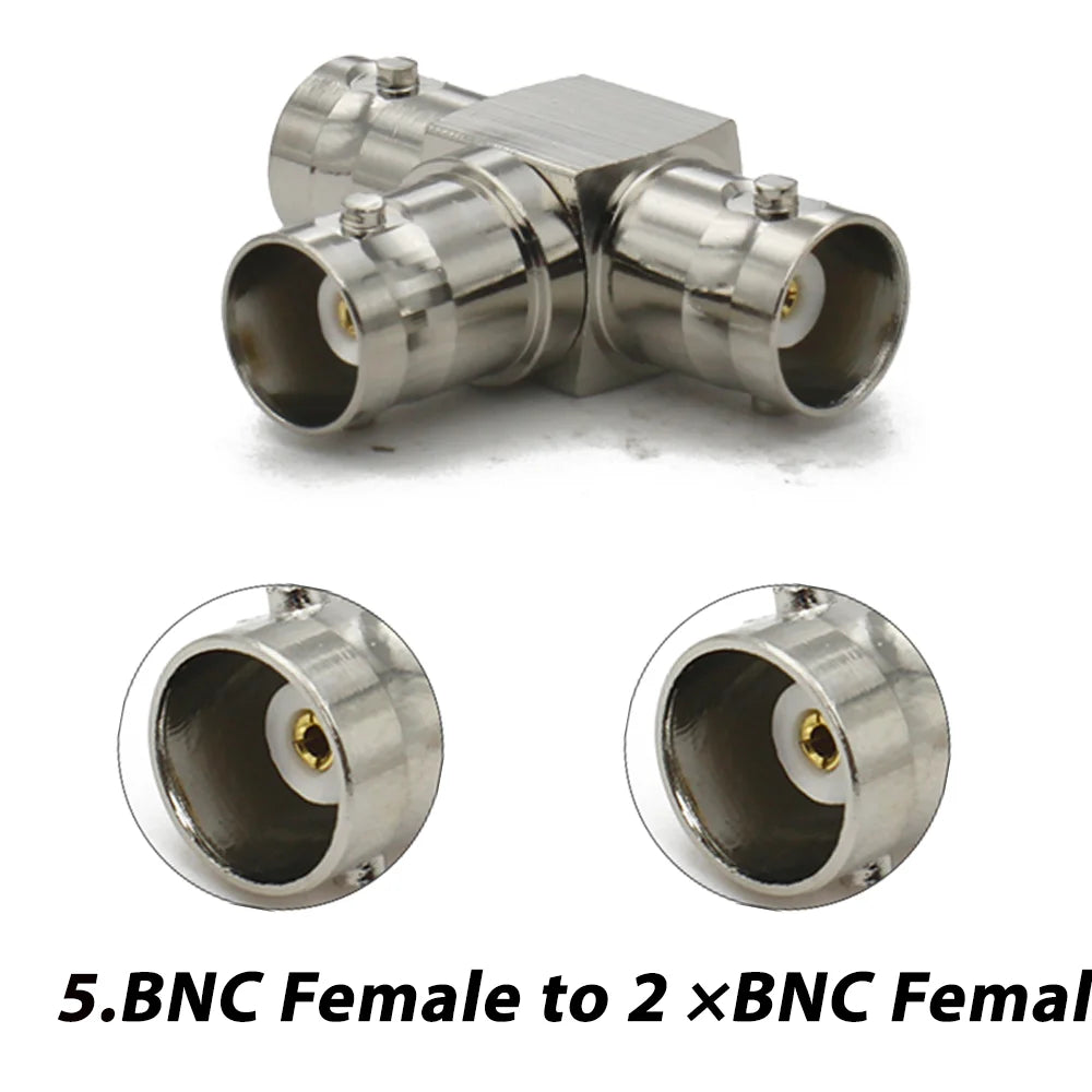 BNC Male To BNC 2x Double Female Adapter Triple Tee 3 Way Q9 BNC RF Coaxial Connector T Type Cable  RF connector