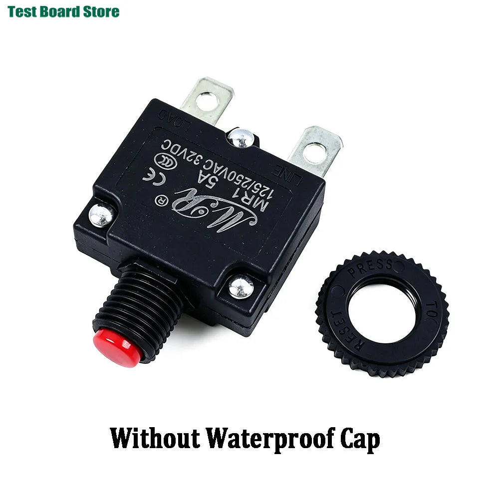 2/5Pcs Circuit Breaker Overload Protector Switch Fuse 3A 4A 5A 6A 7A 8A 10A 12A 15A 20A Resettable With & Without Waterproof Cap