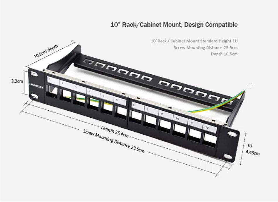RJ45 CAT6 Cat6A Cat7 Module Patch Panel 12 Port Keystone RJ45 Network Rack Mount Panel Ethernet Wall Jack Distribution Frame