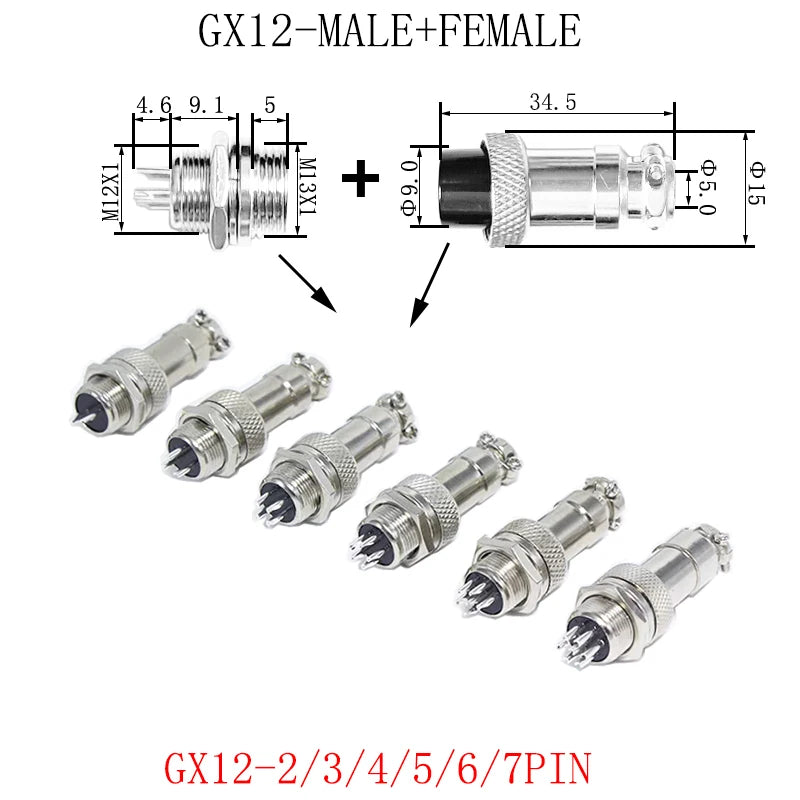 GX12/GX16/GX20 Female Connector 2/3/4/5/6/7/8/9/10/12/14/15Pin Wire Panel Connector Aviation Plug Circular Socket