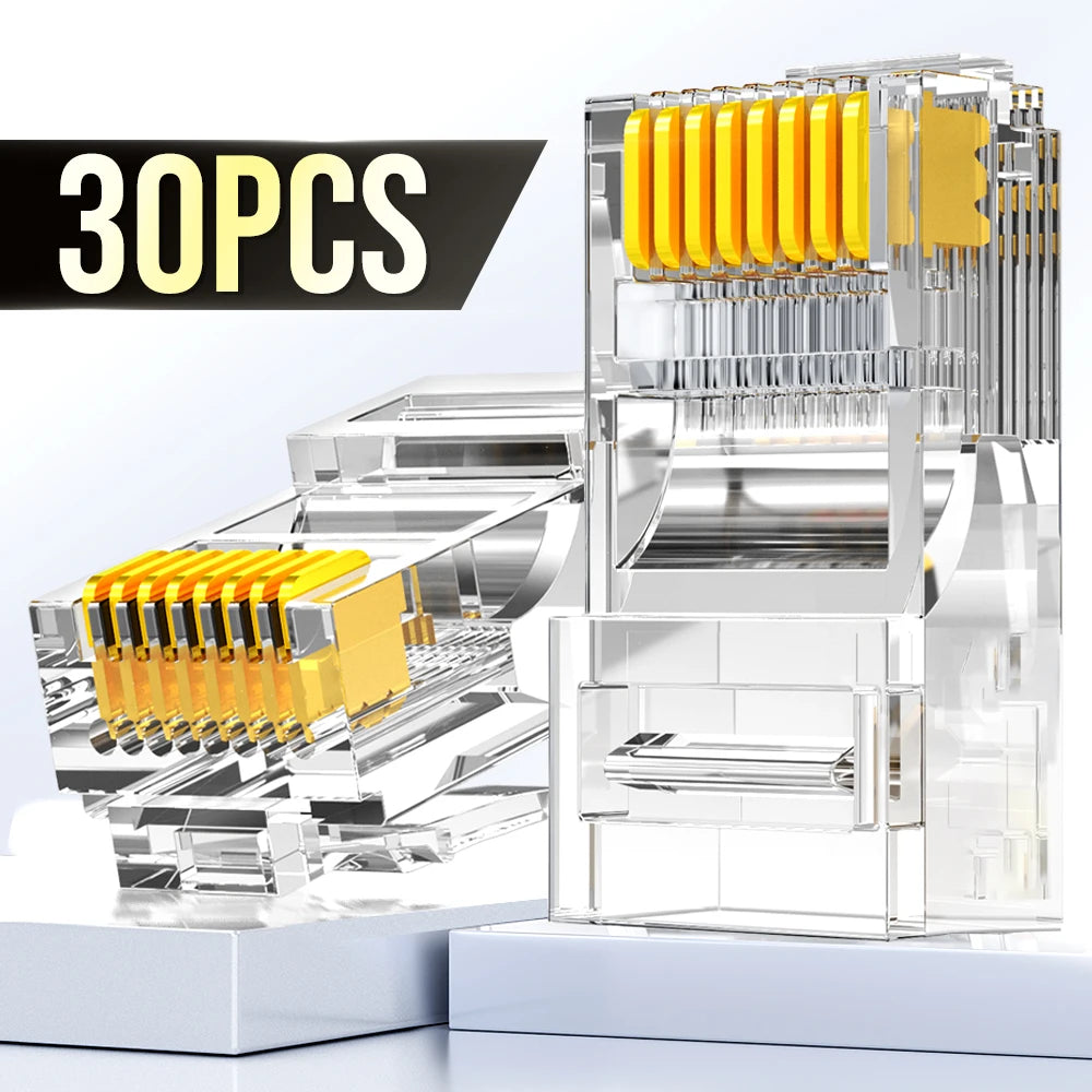 AMPCOM CAT5E RJ45 Connector Non-Pass Thru 8P8C Modular Ethernet Cable RJ45 Ends Ethernet Cable Crimp Connectors UTP Network Plug