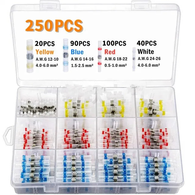 300pcs-800pcs Solder Sealed Wire Connectors Heat Shrink Solder Butt Connectors Solder Connector Kit Automotive Marine Insulation