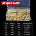 150-540pcs Boxed Terminal Block Connector M3/M4/M5/M6/M8/M10 O-type Ground Lugs Terminal Cold-Pressed Copper Tab Wiring Nose