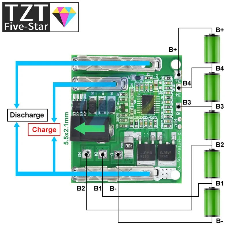 5S 18V 21V 20A Battery Charging Protection Board Li-Ion Lithium Battery Pack Protection Circuit Board BMS Module For Power Tools