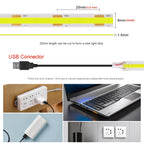 Super Bright USB DC5V COB Led Light Strip 320LED/m High Density Flexible Linear Lighting Warm/Natural/White 50cm 1m 2m 3m 4m 5m