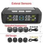 Tire Pressure Monitoring System Auto Security Alarm Systems Solar/USB Powered Tyre Temperature Monitor Car TPMS 4 Sensors