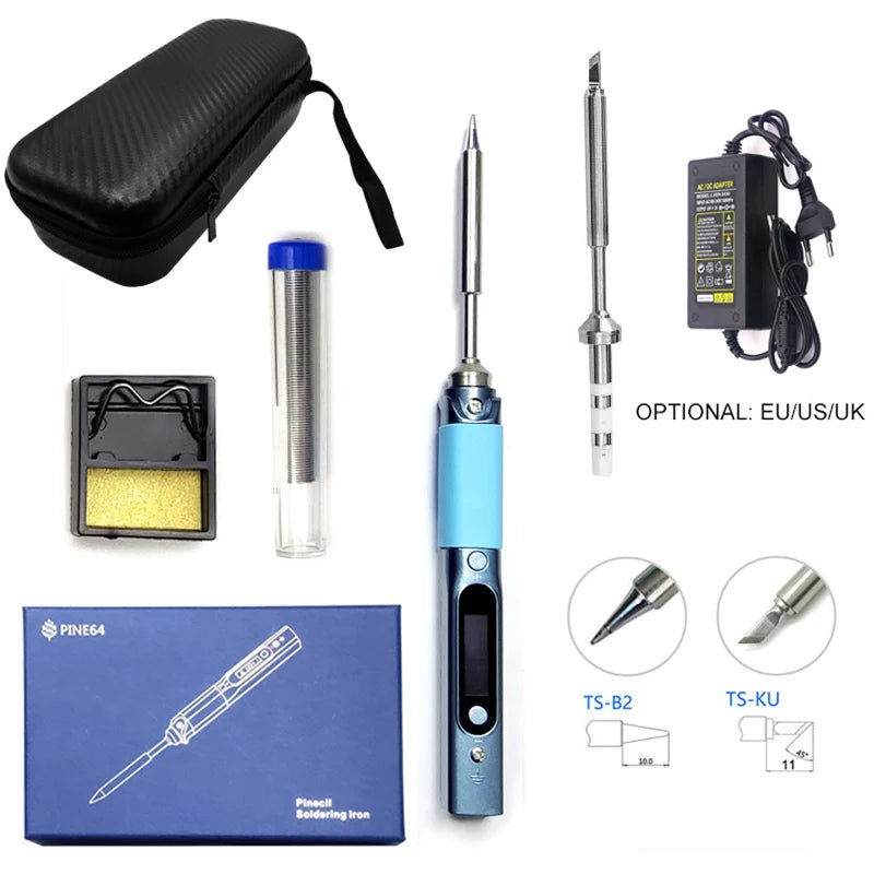 Pine64 Smart Mini Pinecil Soldering Iron With B2 BC2 KU C1 ILS I C4 D24 K Tips With DC power supply Storage Bag