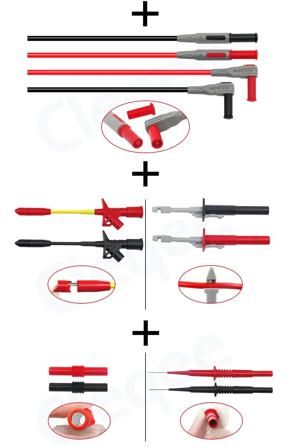 Cleqee P1600 series High Quality Multimeter Test Lead Kit BNC-Test Cable Test Probe IC Test Hook Automotive Repair Tool Set