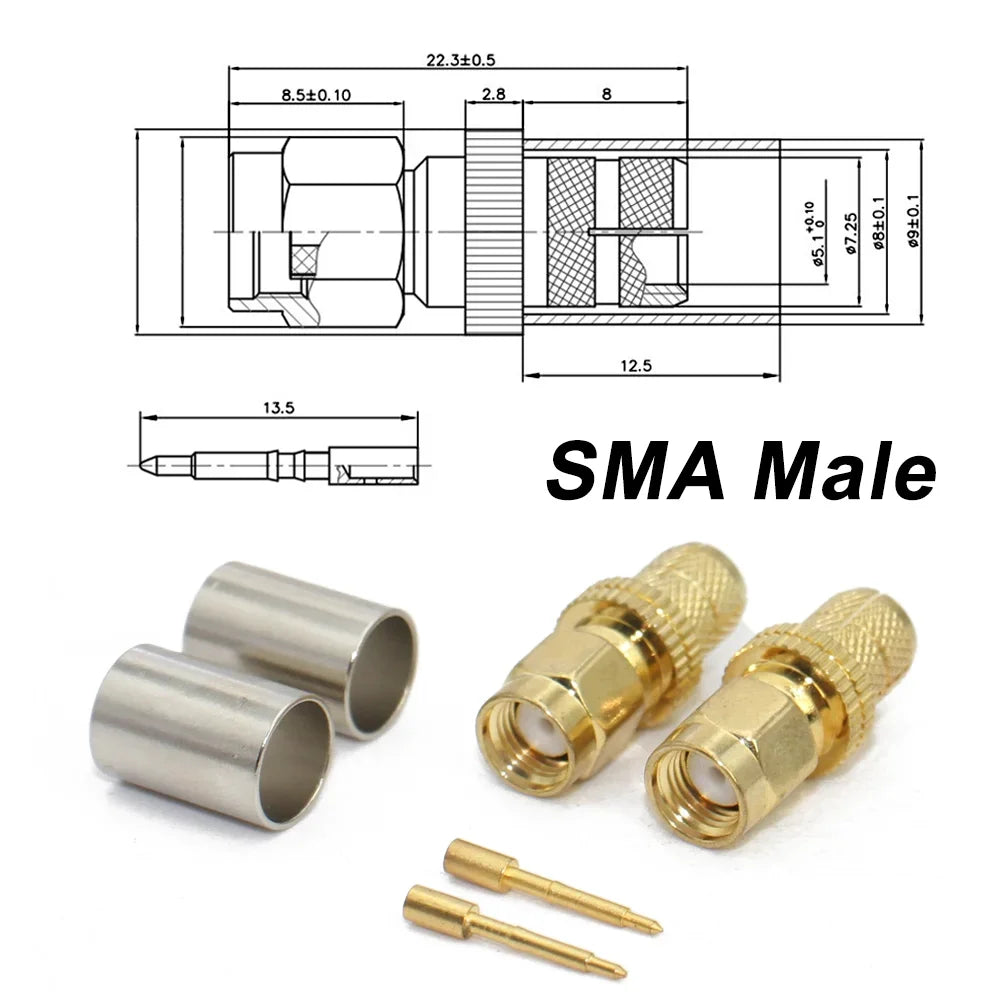 SMA RPSMA Male Plug Female Jack Crimp RF Coaxial Connector Bulkhead RP SMA 5D-FB 50-5 RG5 RG6 LMR300 Cable Wire Terminals 50ohm