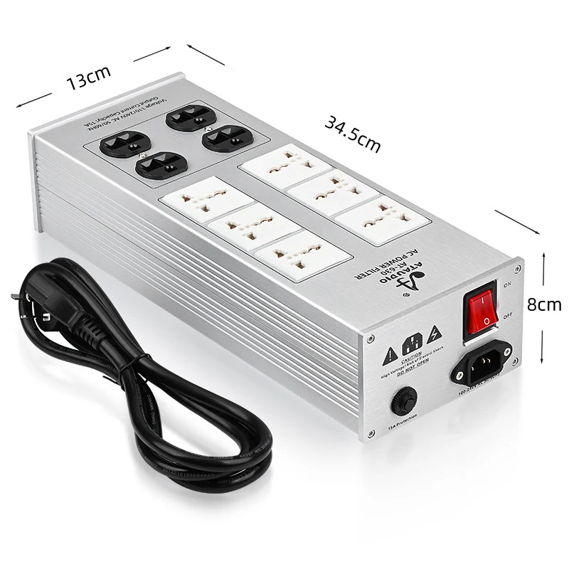 ATAUDIO HIFI Audio Noise AC Power Filter Power Conditioner Power Purifier Surge Protection with US Outlets Power Strip