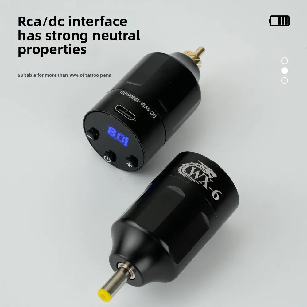Mini Wireless Tattoo Power Supply LED Screen DC/RCA Tattoo Battery Pack Rechargeable Power Supply